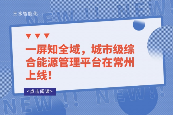 一屏知全域，城市級(jí)綜合能源管理平臺(tái)在常州上線！